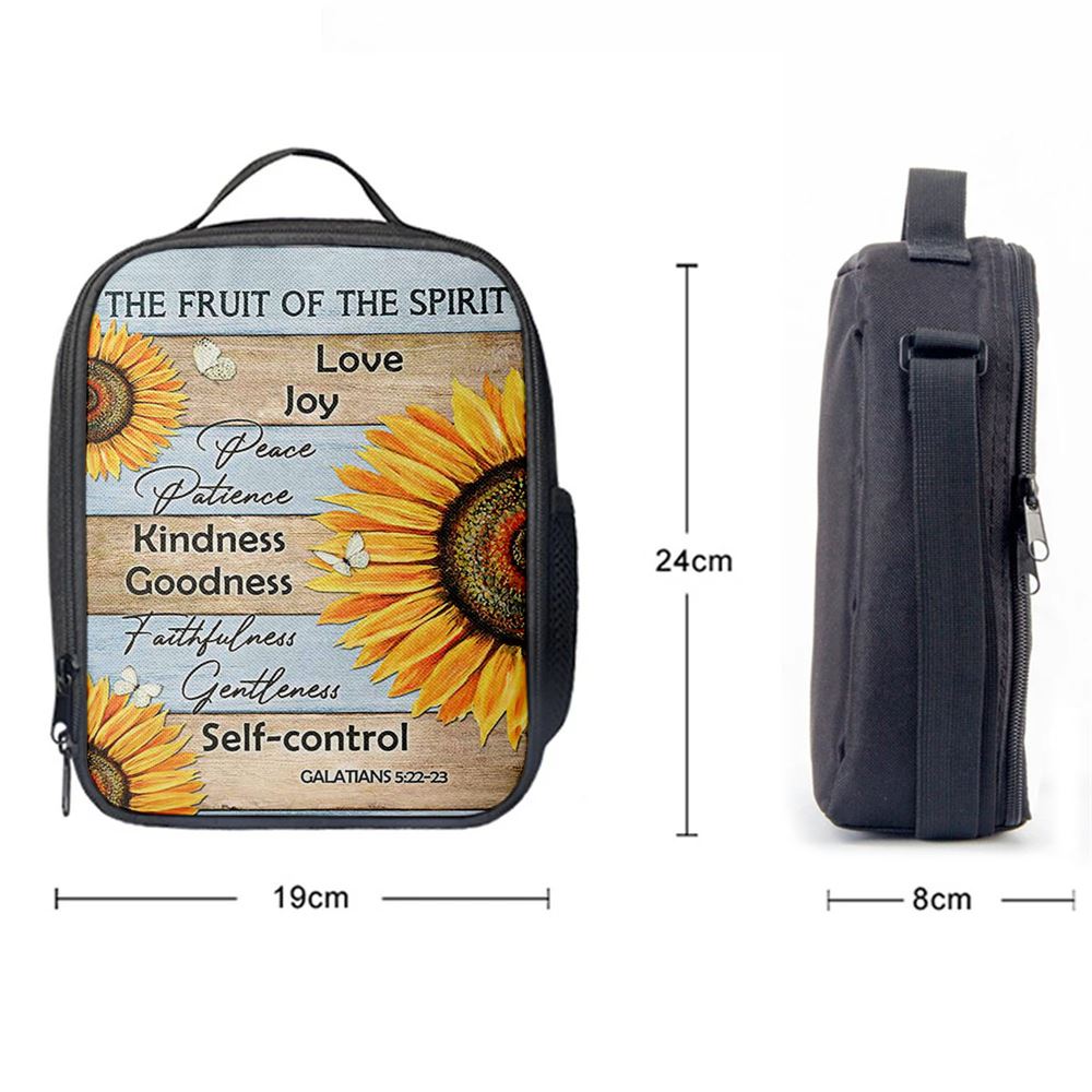 The Fruit Of The Spirit Sunflower Butterfly Lunch Bag For Men And Women, Spiritual Christian Lunch Box For School, Work