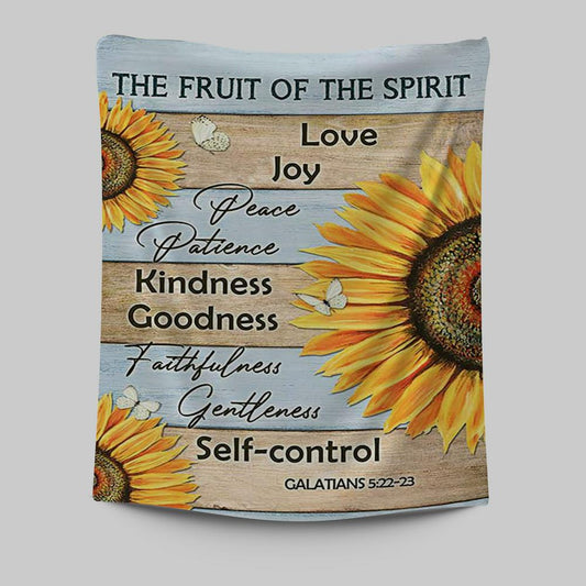 The Fruit Of The Spirit Sunflower Butterfly Tapestry Print - Inspirational Tapestry Art - Christian Wall Art Home Decor