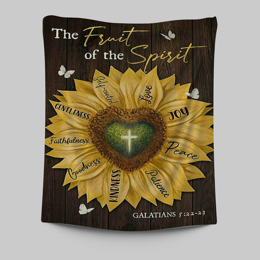 The Fruit Of The Spirit Sunflower Heart Shape Cross Tapestry Wall Art - Bible Verse Tapestry Art - Inspirational Art -  Christian Indoor Wall Tapestries