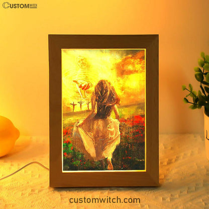 The Girl Running To God Frame Lamp Art - Christian Frame Lamp - Religious Gifts Night Light