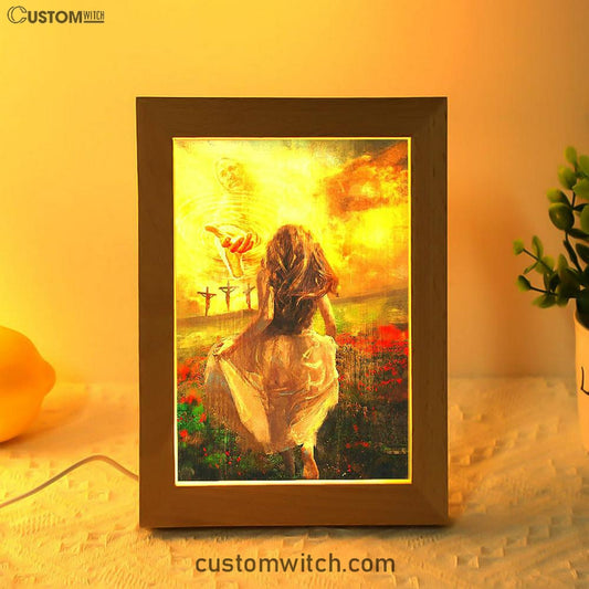 The Girl Running To God Frame Lamp Art - Christian Frame Lamp - Religious Gifts Night Light