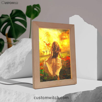 The Girl Running To God Frame Lamp Art - Christian Frame Lamp - Religious Gifts Night Light