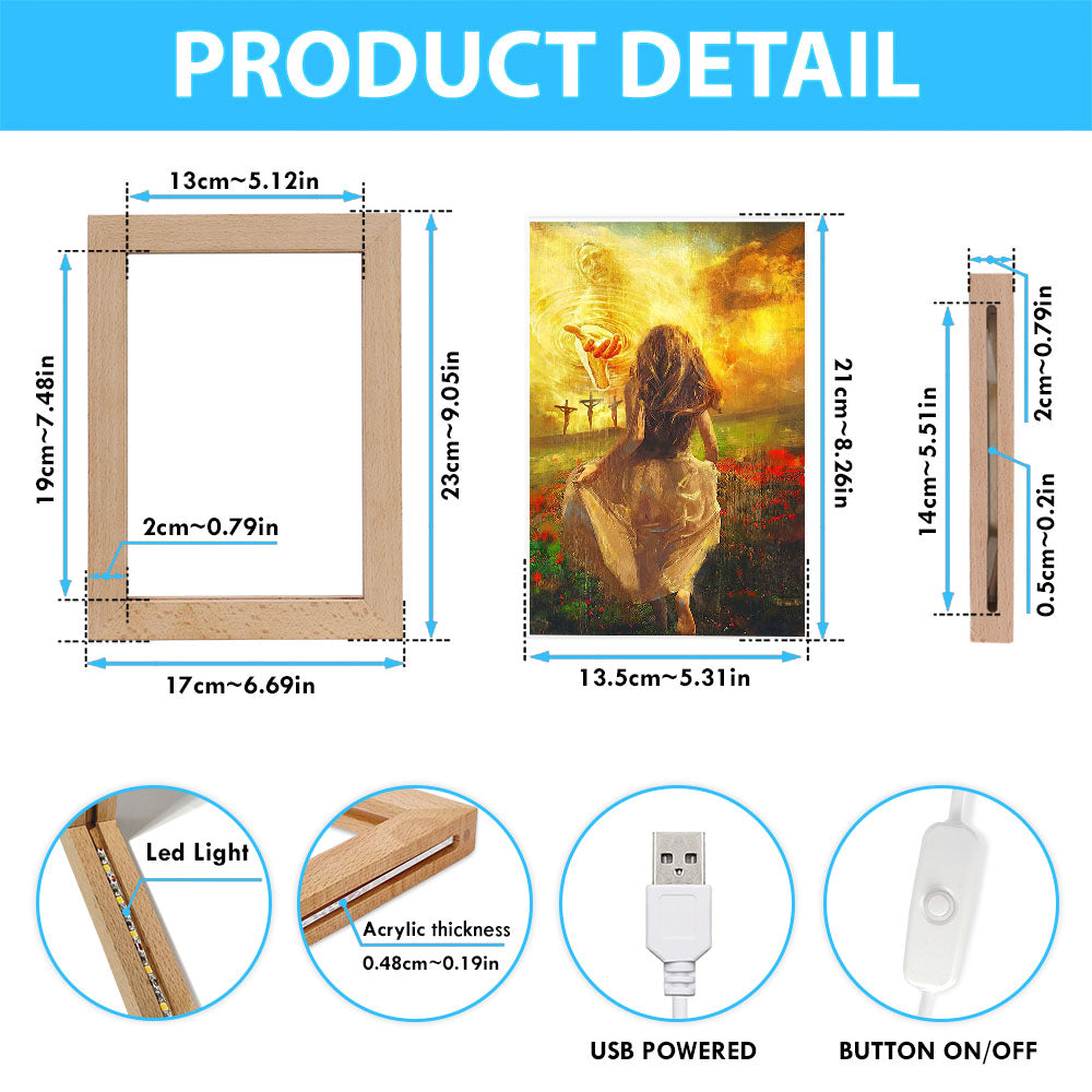 The Girl Running To God Frame Lamp Art - Christian Frame Lamp - Religious Gifts Night Light