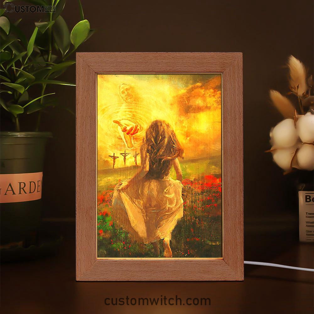 The Girl Running To God Frame Lamp Art - Christian Frame Lamp - Religious Gifts Night Light