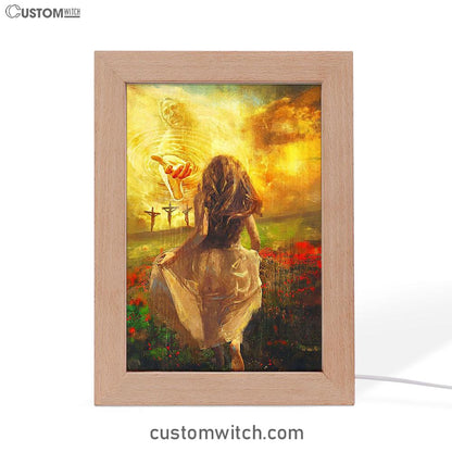 The Girl Running To God Frame Lamp Art - Christian Frame Lamp - Religious Gifts Night Light