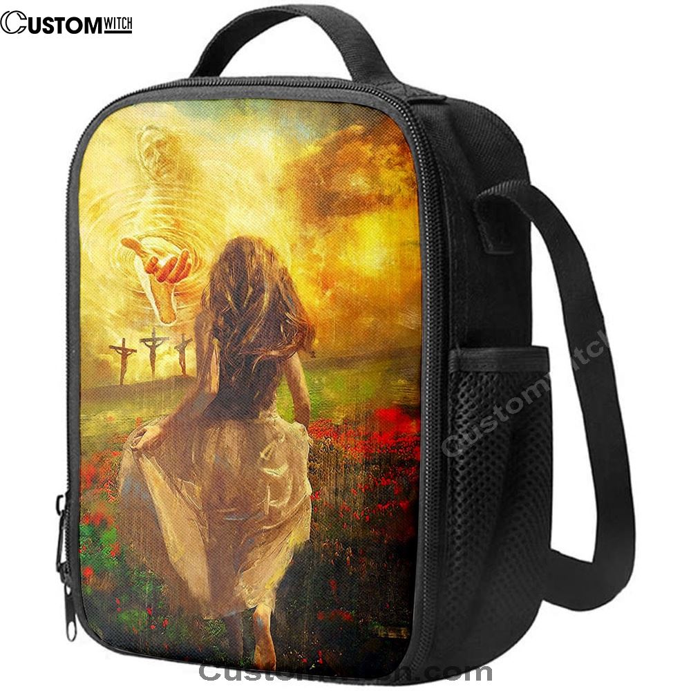 The Girl Running To God Lunch Bag For Men And Women, Spiritual Christian Lunch Box For School, Work