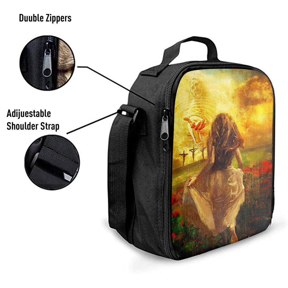 The Girl Running To God Lunch Bag For Men And Women, Spiritual Christian Lunch Box For School, Work