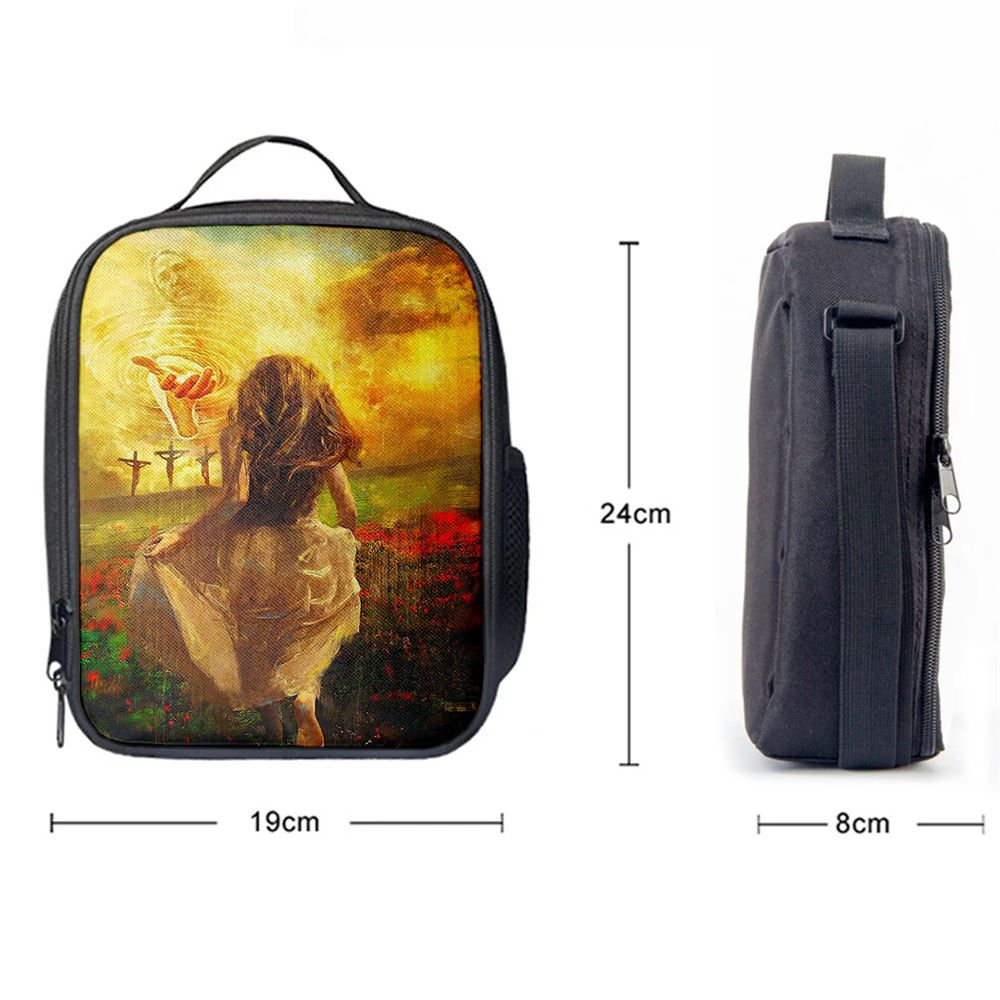 The Girl Running To God Lunch Bag For Men And Women, Spiritual Christian Lunch Box For School, Work