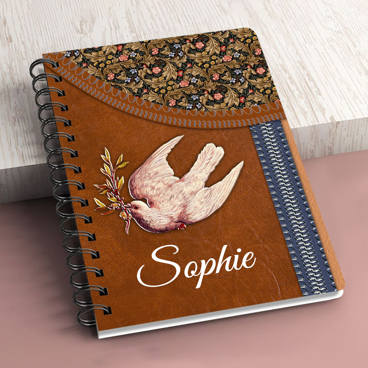 The God Of Hope Fill Me With Joy And Peace Personalized Rose Spiral Journal, Christian Art Gifts Journal