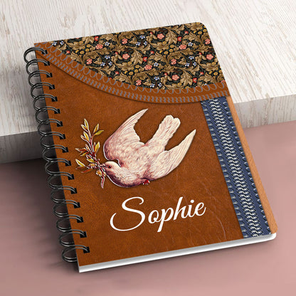 The God Of Hope Fill Me With Joy And Peace Personalized Rose Spiral Journal, Christian Art Gifts Journal