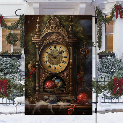 The Grand Clock Of Yuletide Wonder Flag, Christmas Garden Flag, Home Decor Accessories, Christmas Outdoor Decor Ideas