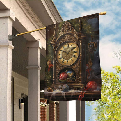 The Grand Clock Of Yuletide Wonder Flag, Christmas Garden Flag, Home Decor Accessories, Christmas Outdoor Decor Ideas