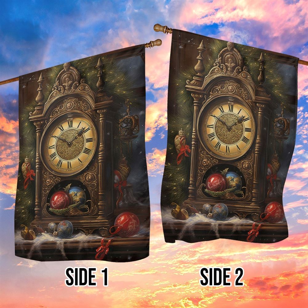 The Grand Clock Of Yuletide Wonder Flag, Christmas Garden Flag, Home Decor Accessories, Christmas Outdoor Decor Ideas