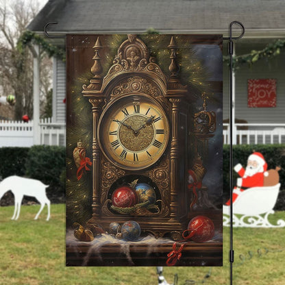 The Grand Clock Of Yuletide Wonder Flag, Christmas Garden Flag, Home Decor Accessories, Christmas Outdoor Decor Ideas