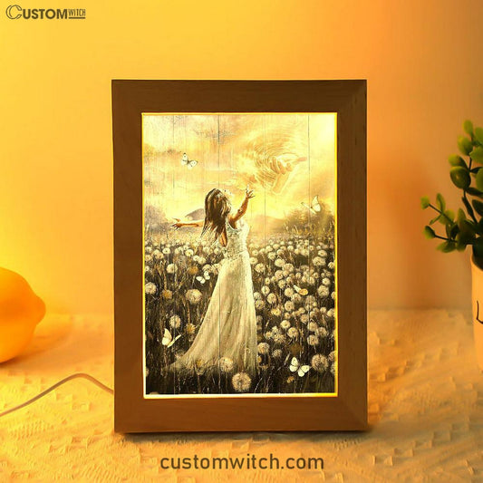 The Hand Of God Beautiful Girl Dandelion Field Frame Lamp Art - Christian Art - Bible Verse Art - Religious Home Decor