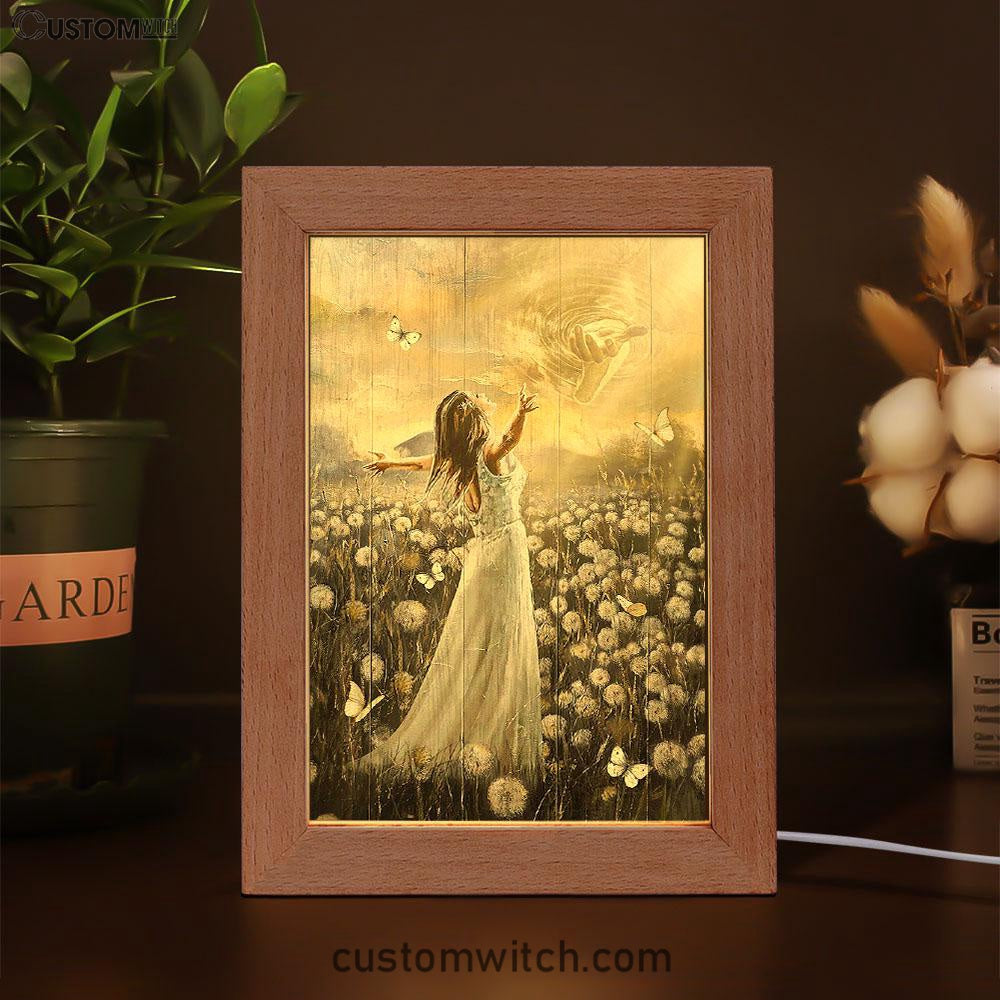 The Hand Of God Beautiful Girl Dandelion Field Frame Lamp Art - Christian Art - Bible Verse Art - Religious Home Decor