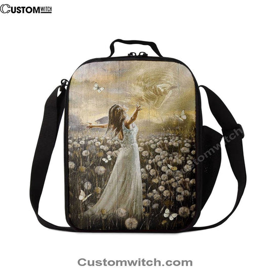 The Hand Of God Beautiful Girl Dandelion Field Lunch Bag For Men And Women, Spiritual Christian Lunch Box For School, Work