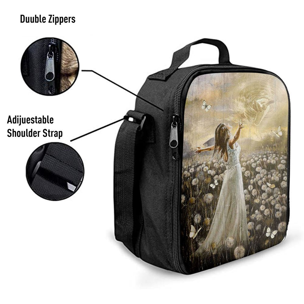 The Hand Of God Beautiful Girl Dandelion Field Lunch Bag For Men And Women, Spiritual Christian Lunch Box For School, Work