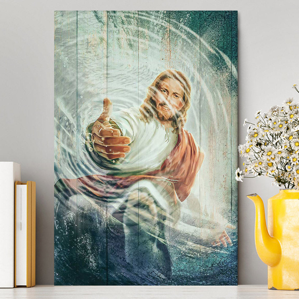 The Hand Of God Canvas - Take His Hand Through The Water Canvas Art - Christian Art - Bible Verse Wall Art - Religious Home Decor