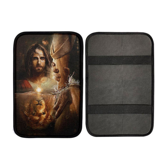 The Hand Of God Car Armrest Pad - Lion Of Judah Jesus Car Armrest Pad, Christian Car Interior Accessories