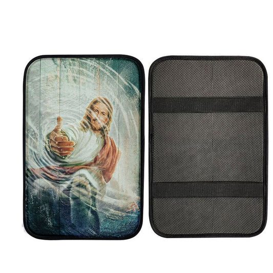 The Hand Of God Car Armrest Pad - Take His Hand Through The Water Car Center Console Cover Interior Accessories
