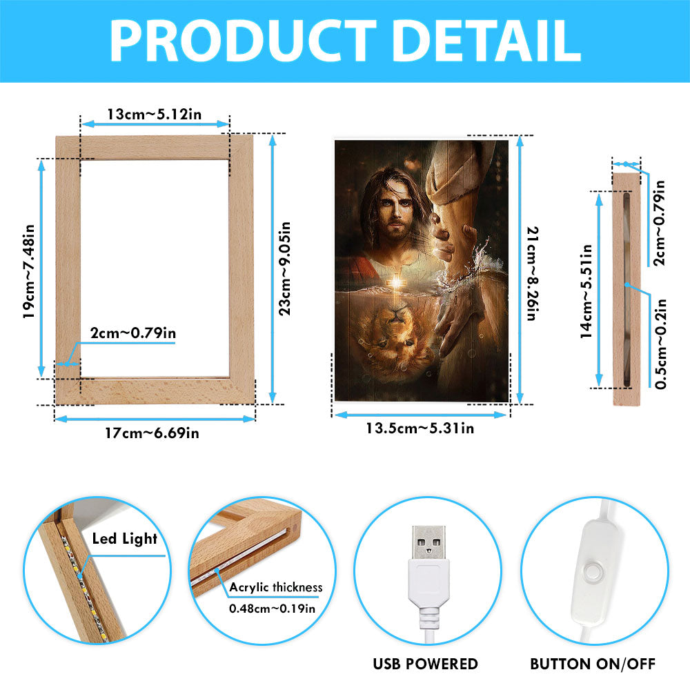 The Hand Of God Frame Lamp - Lion Of Judah Jesus Frame Lamp - Christian Art - Religious Home Decor