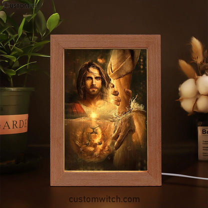 The Hand Of God Frame Lamp - Lion Of Judah Jesus Frame Lamp - Christian Art - Religious Home Decor