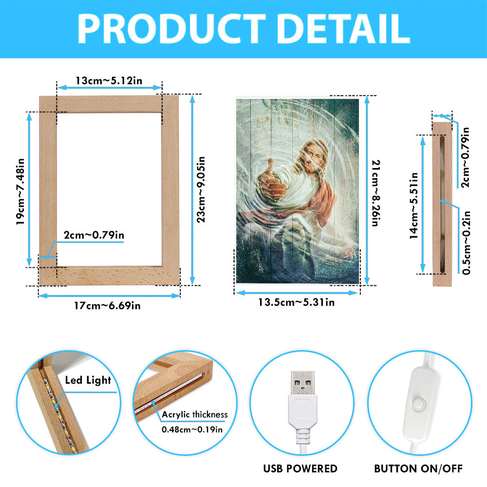 The Hand Of God Frame Lamp - Take His Hand Through The Water Frame Lamp Art - Christian Art - Bible Verse Art - Religious Home Decor