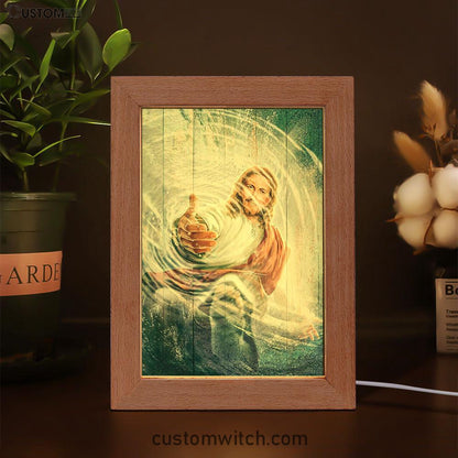 The Hand Of God Frame Lamp - Take His Hand Through The Water Frame Lamp Art - Christian Art - Bible Verse Art - Religious Home Decor
