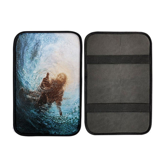 The Hand Of God In Water Car Center Console Cover, Bible Verse Car Interior Accessories
