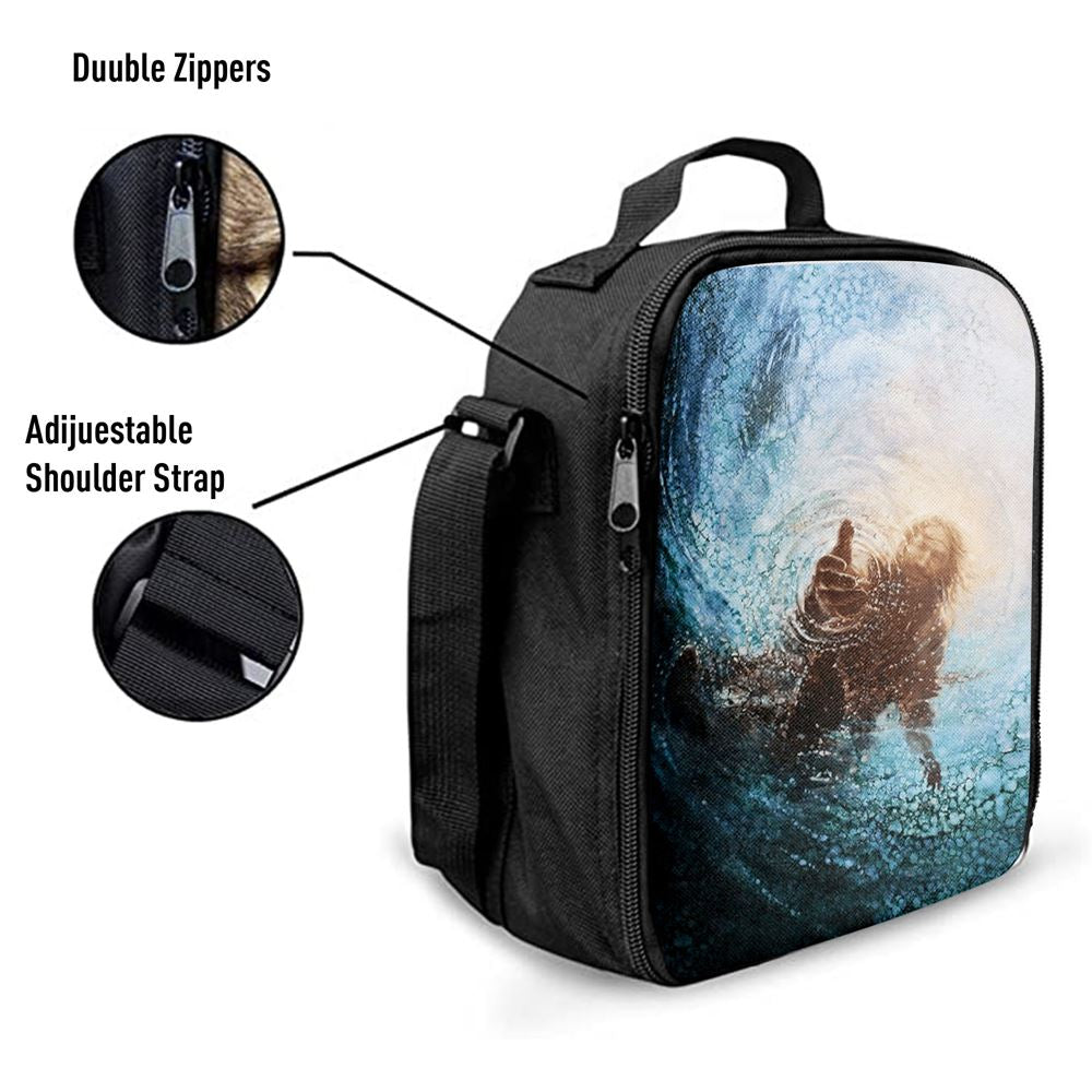 The Hand Of God In Water Lunch Bag For Men And Women, Spiritual Christian Lunch Box For School, Work