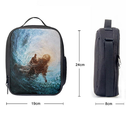 The Hand Of God In Water Lunch Bag For Men And Women, Spiritual Christian Lunch Box For School, Work