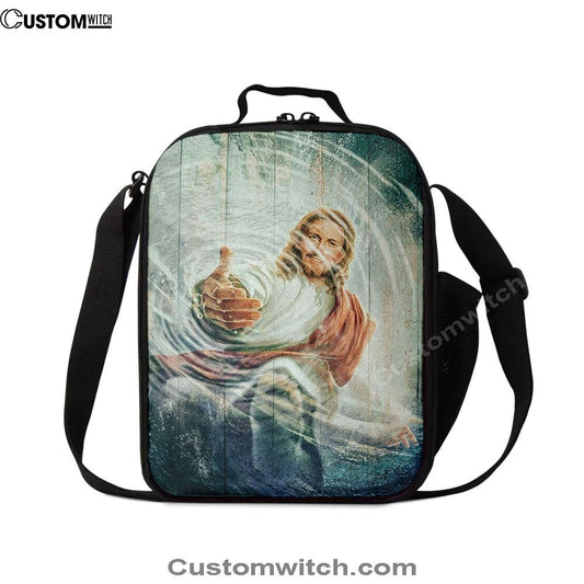 The Hand Of God Lunch Bag For Men And Women - Take His Hand Through The Water Lunch Bag, Spiritual Christian Lunch Box For School, Work