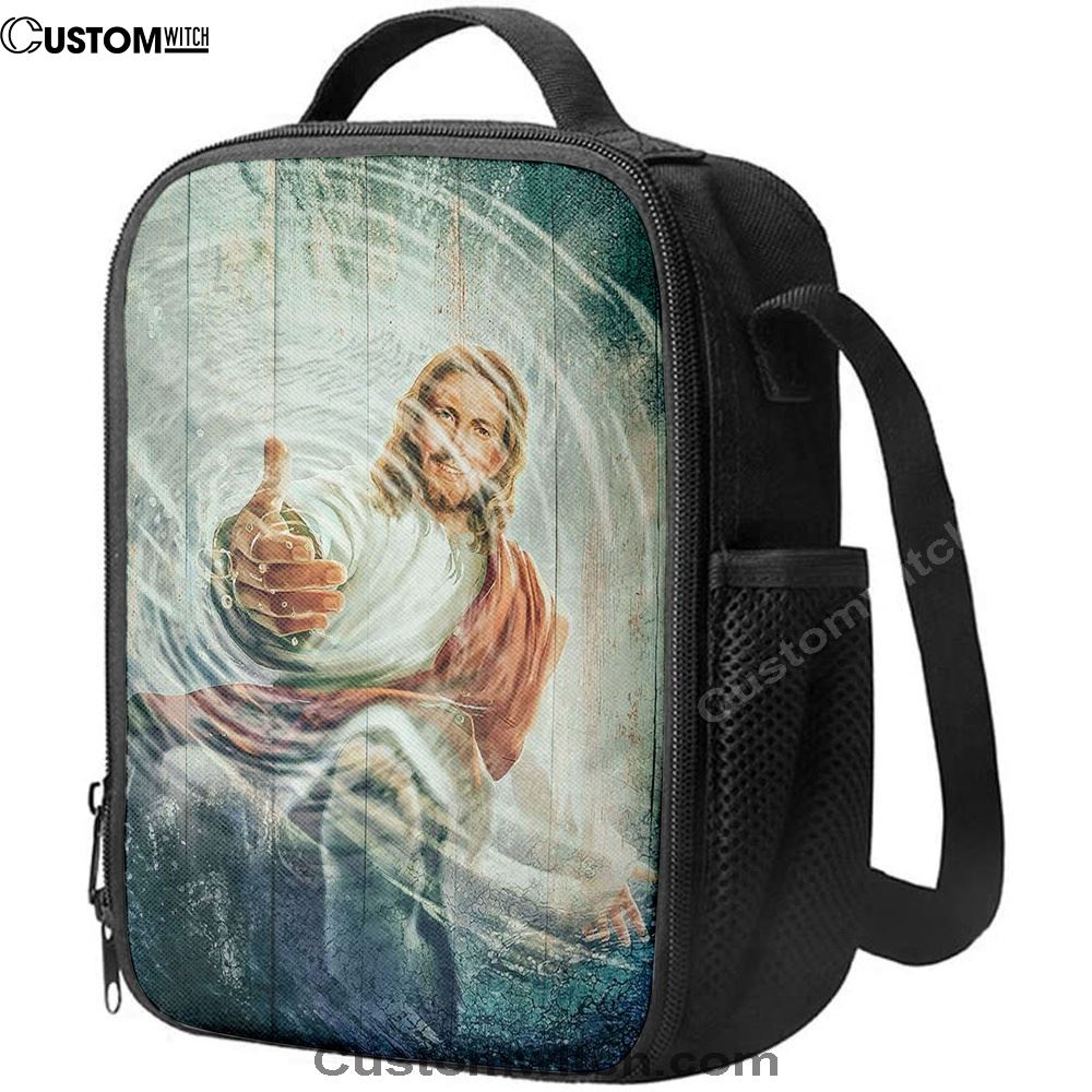 The Hand Of God Lunch Bag For Men And Women - Take His Hand Through The Water Lunch Bag, Spiritual Christian Lunch Box For School, Work