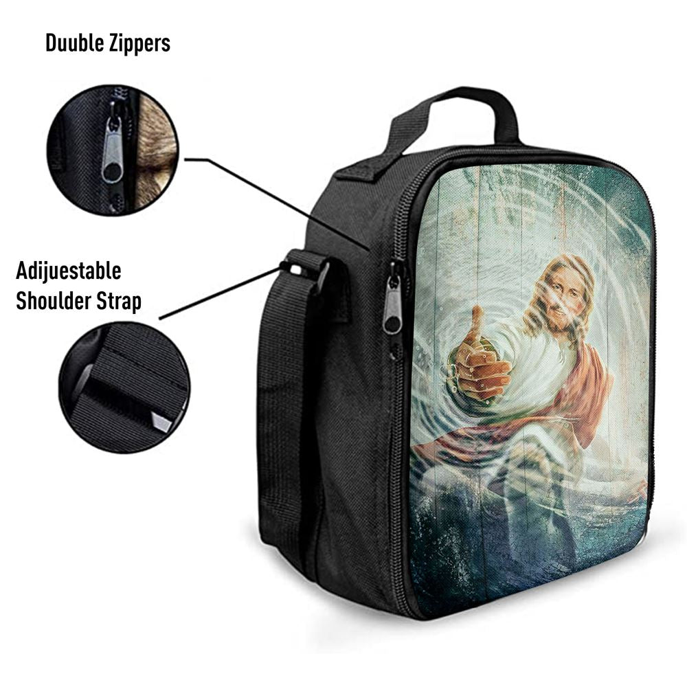 The Hand Of God Lunch Bag For Men And Women - Take His Hand Through The Water Lunch Bag, Spiritual Christian Lunch Box For School, Work