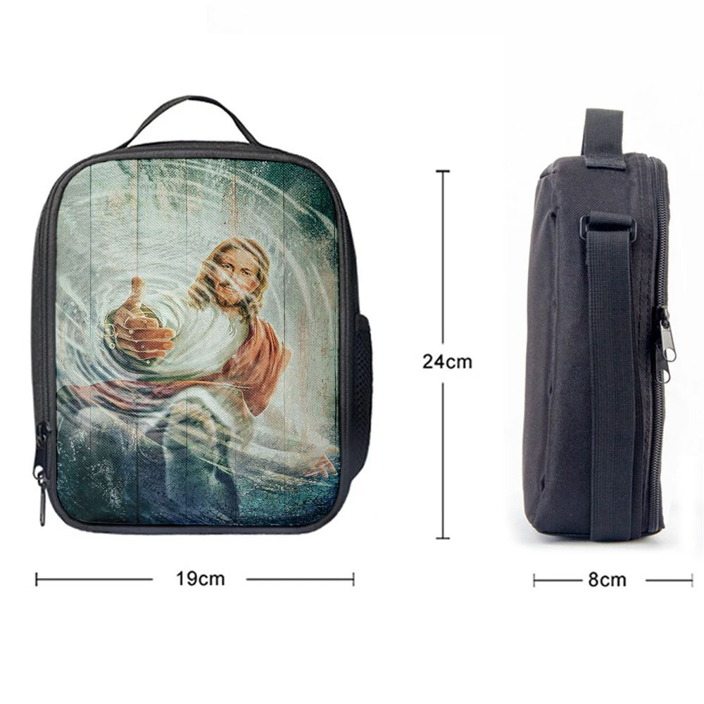 The Hand Of God Lunch Bag For Men And Women - Take His Hand Through The Water Lunch Bag, Spiritual Christian Lunch Box For School, Work