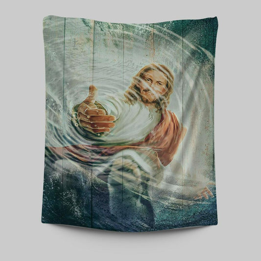 The Hand Of God Tapestry - Take His Hand Through The Water Tapestry Art - Christian Art - Bible Verse Wall Art - Religious Home Decor