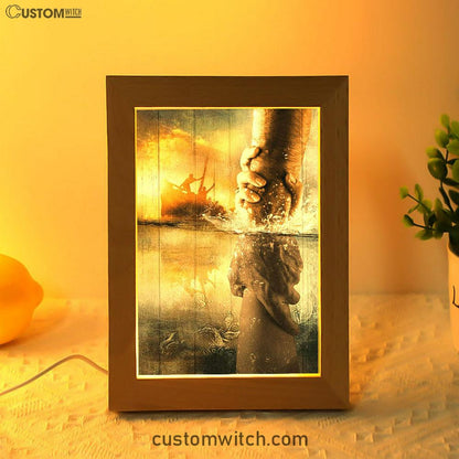 The Hand Of Jesus Ocean Frame Lamp - Jesus Is Our Savior Frame Lamp Prints - Jesus Christ Frame Lamp Art - Christian Decor