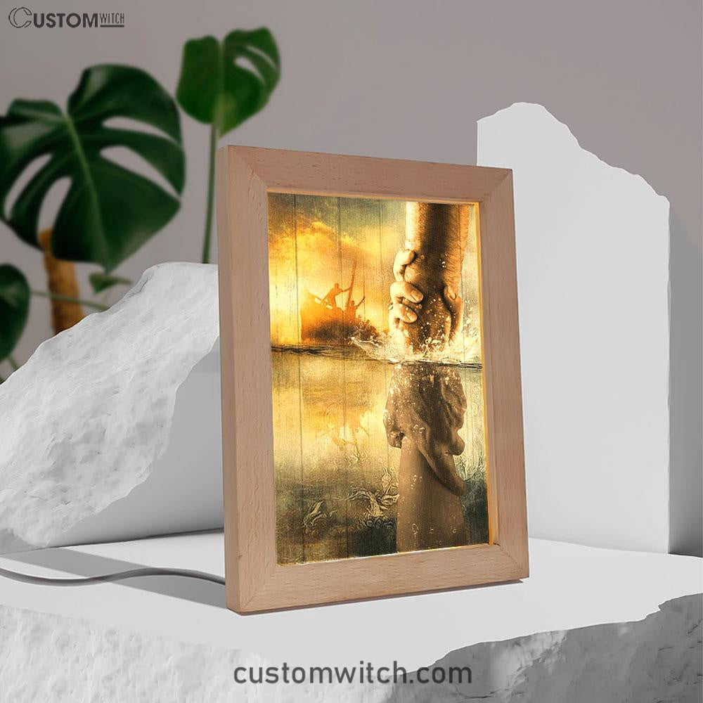 The Hand Of Jesus Ocean Frame Lamp - Jesus Is Our Savior Frame Lamp Prints - Jesus Christ Frame Lamp Art - Christian Decor