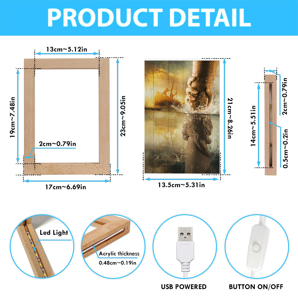 The Hand Of Jesus Ocean Frame Lamp - Jesus Is Our Savior Frame Lamp Prints - Jesus Christ Frame Lamp Art - Christian Decor