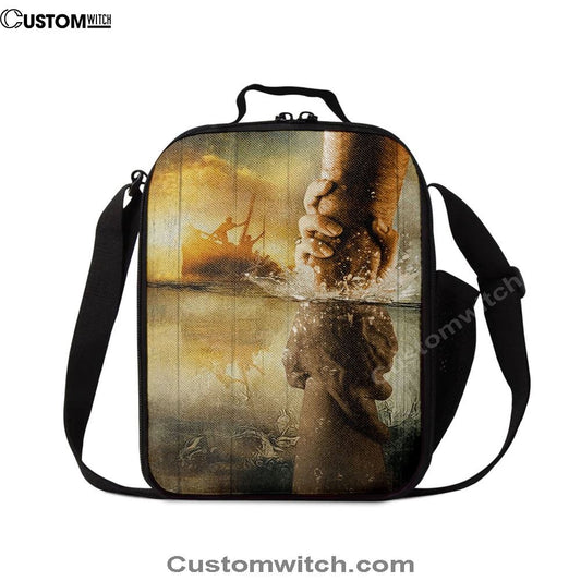 The Hand Of Jesus Ocean Lunch Bag For Men And Women - Jesus Is Our Savior Lunch Bag, Spiritual Christian Lunch Box For School, Work
