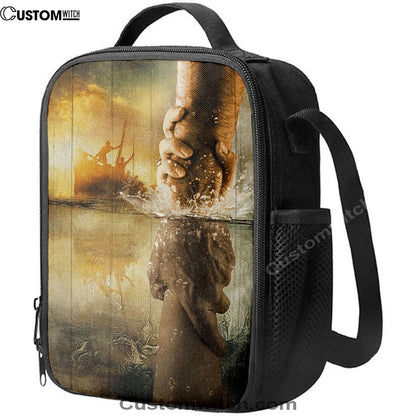 The Hand Of Jesus Ocean Lunch Bag For Men And Women - Jesus Is Our Savior Lunch Bag, Spiritual Christian Lunch Box For School, Work