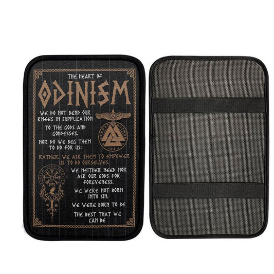 The Heart Of Odinism Car Center Console Cover, Religious Car Interior Accessories