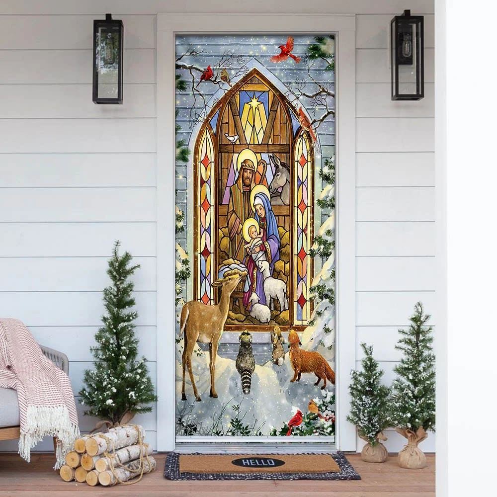 The Holy Family Door Cover, Christmas Nativity Scene Door Cover, Christian Door Decor, Door Christian Church, Christian Door Plaques