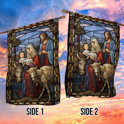 The Holy Family's Tender Moment Flag, Christian Christmas House Flag, Christmas Outdoor Decor Ideas