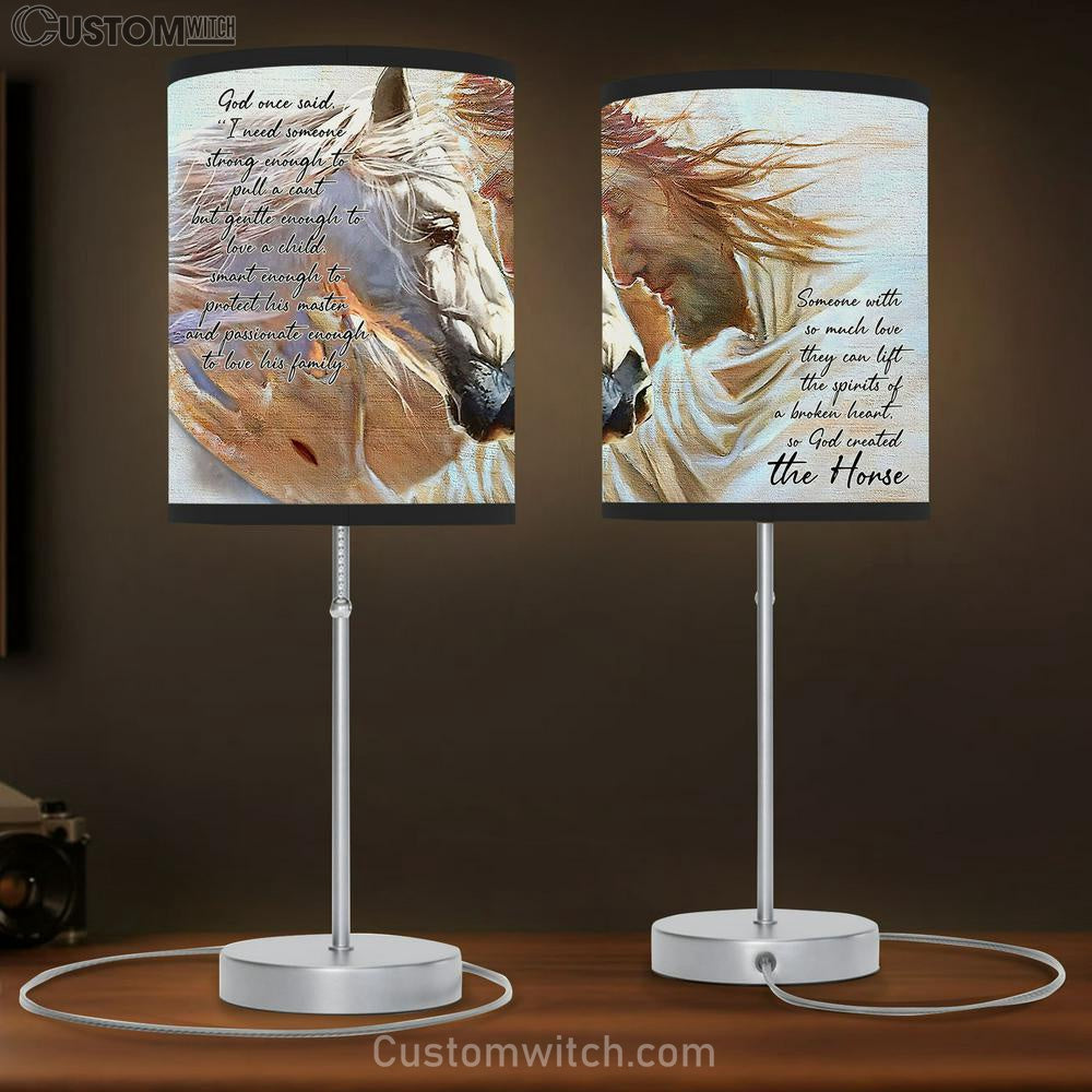 The Horse And Jesus Table Lamb Gift - God Created The Horse Wall Decor - Jesus Christ Table Lamb - Christian Table Lamb Prints