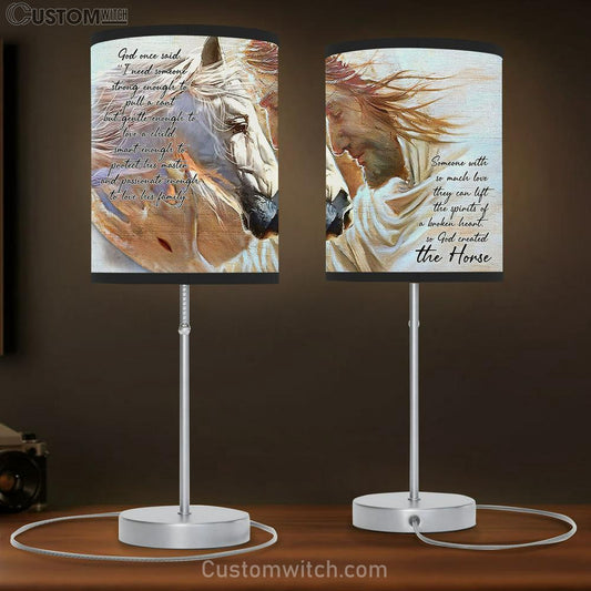 The Horse And Jesus Table Lamb Gift - God Created The Horse Wall Decor - Jesus Christ Table Lamb - Christian Table Lamb Prints