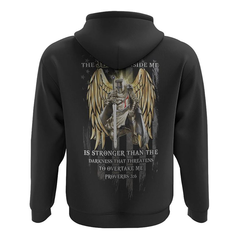 The Jesus Inside Me Is Stronger Than The Darkness Flag Warriors Wings All Over Print 3D Hoodie, Christian Hoodie, Bible Verse Shirt, Jesus Apparel