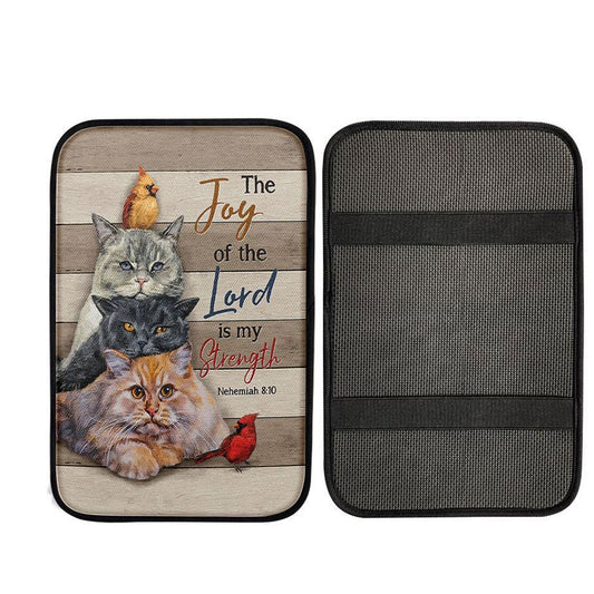 The Joy Of The Lord Is My Strength Car Armrest Pad - Angry Cat Cardinal Painting Car Center Console Cover Interior Accessories