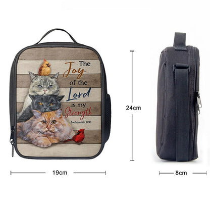 The Joy Of The Lord Is My Strength Lunch Bag For Men And Women - Angry Cat Cardinal Painting Lunch Bag, Spiritual Christian Lunch Box For School, Work